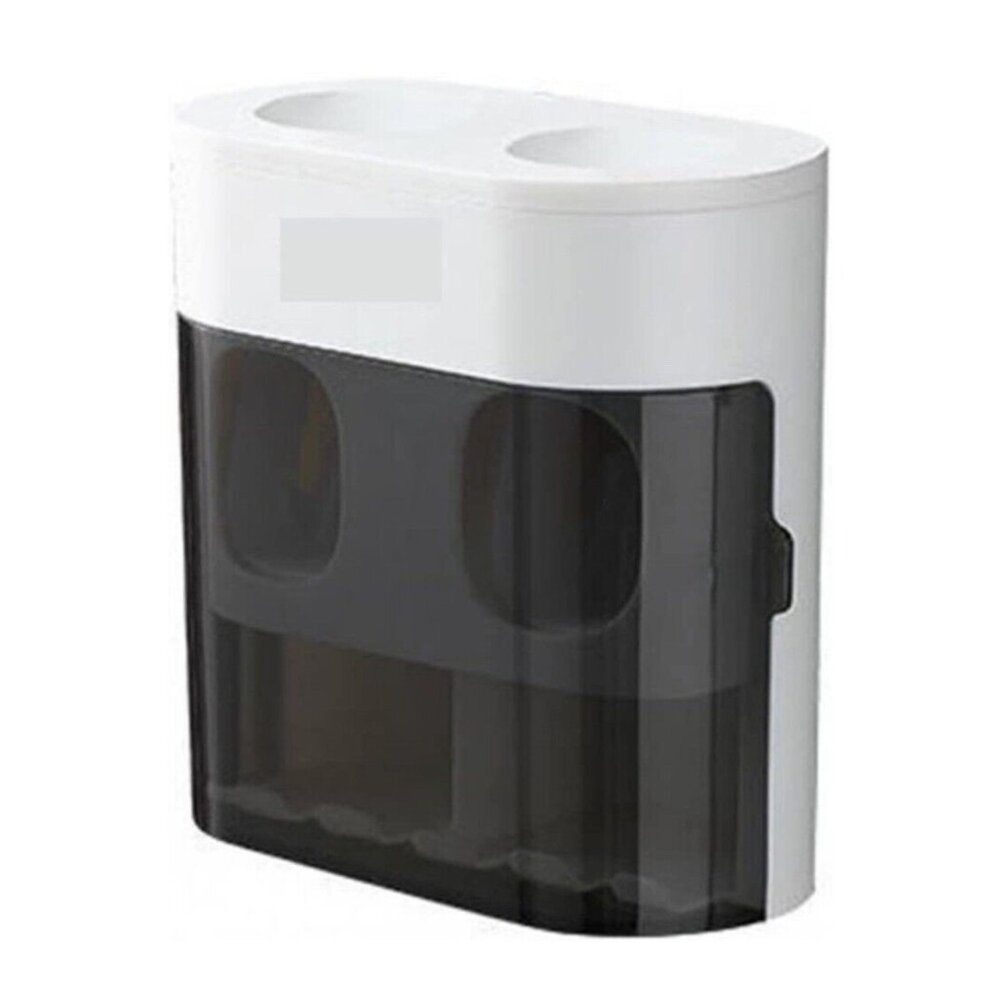 Automatic Toothpaste Dispenser Wall Mounted Modern Double Toothbrush Black White